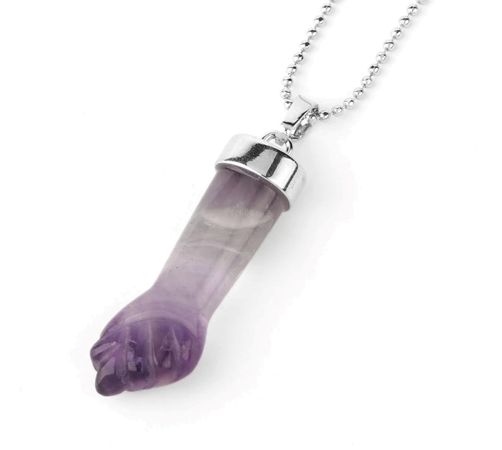 Figa Hand Amulet Pendant. Stainless steel chain necklaces with crystal Figa Hand