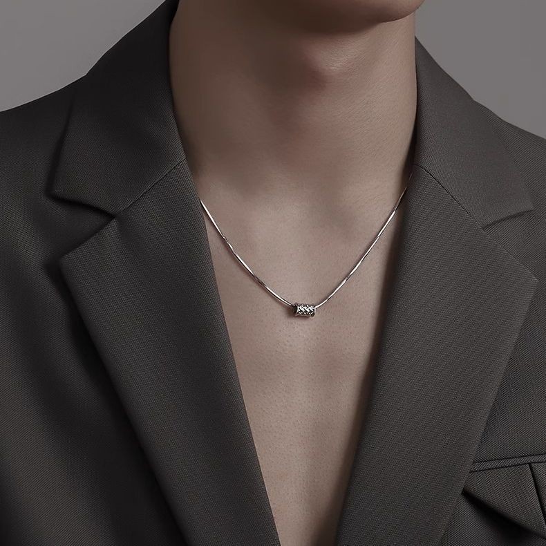 Silver 316 Stainless Snake Chain Necklace Woven Minimal Men Jewelry