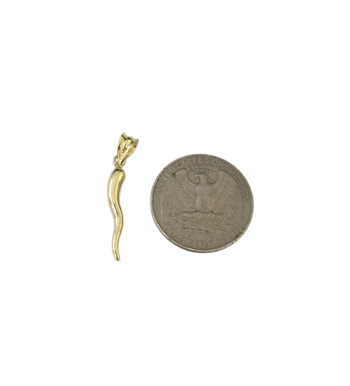 10K Yellow Gold Franco Chain Italian Horn Pendant 1mm 16 18 20 22 24 Women Men