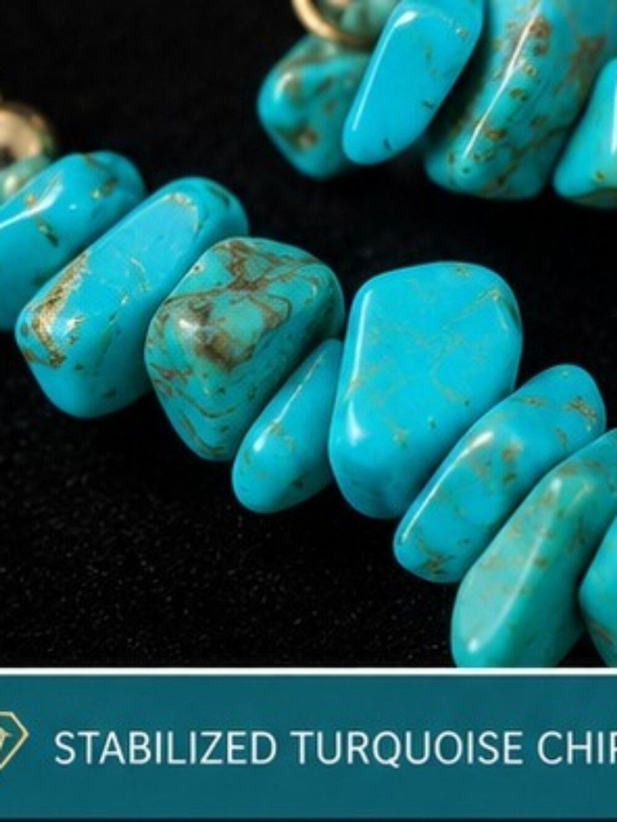 Stabilized Turquoise Chip Necklace Bracelet Set 15-18 In Southwestern Boho Style