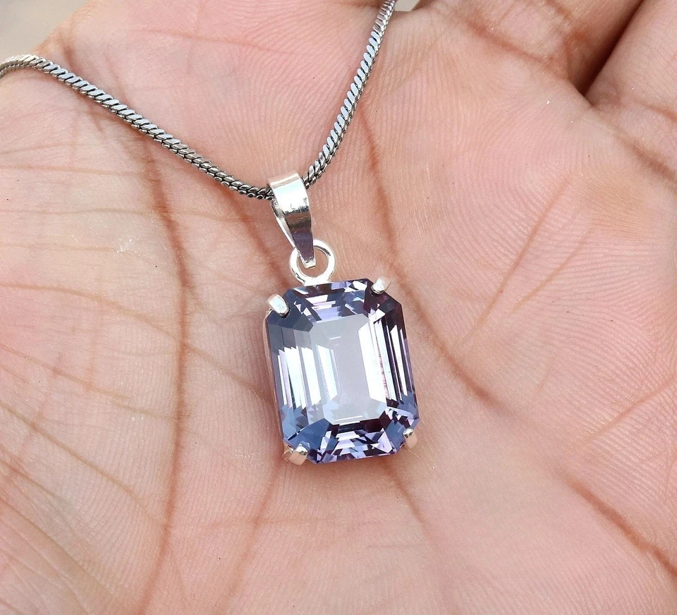 Certified 25.20 CT Natural Color Change Alexandrite Pendant 925 Silver Pendant