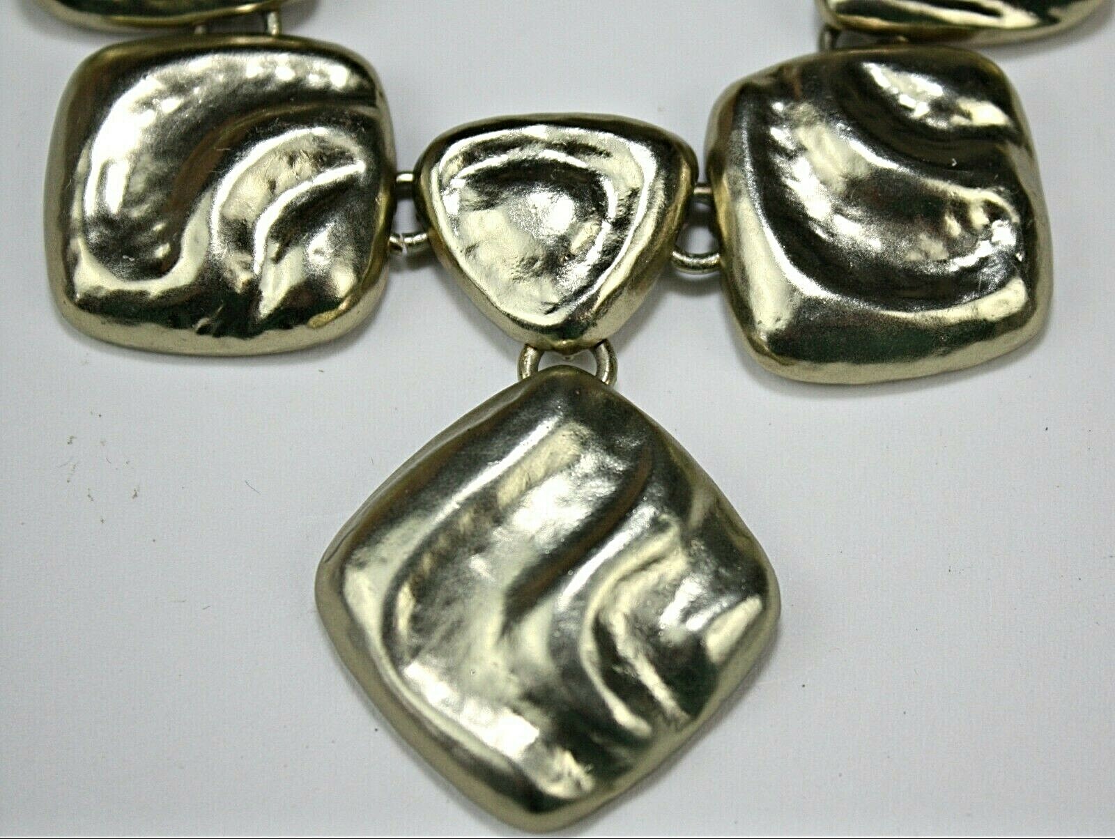LIZ CLAIBORNE Rare Statement Necklace 18″ Gold Tone Chunky Chains Ornate Links