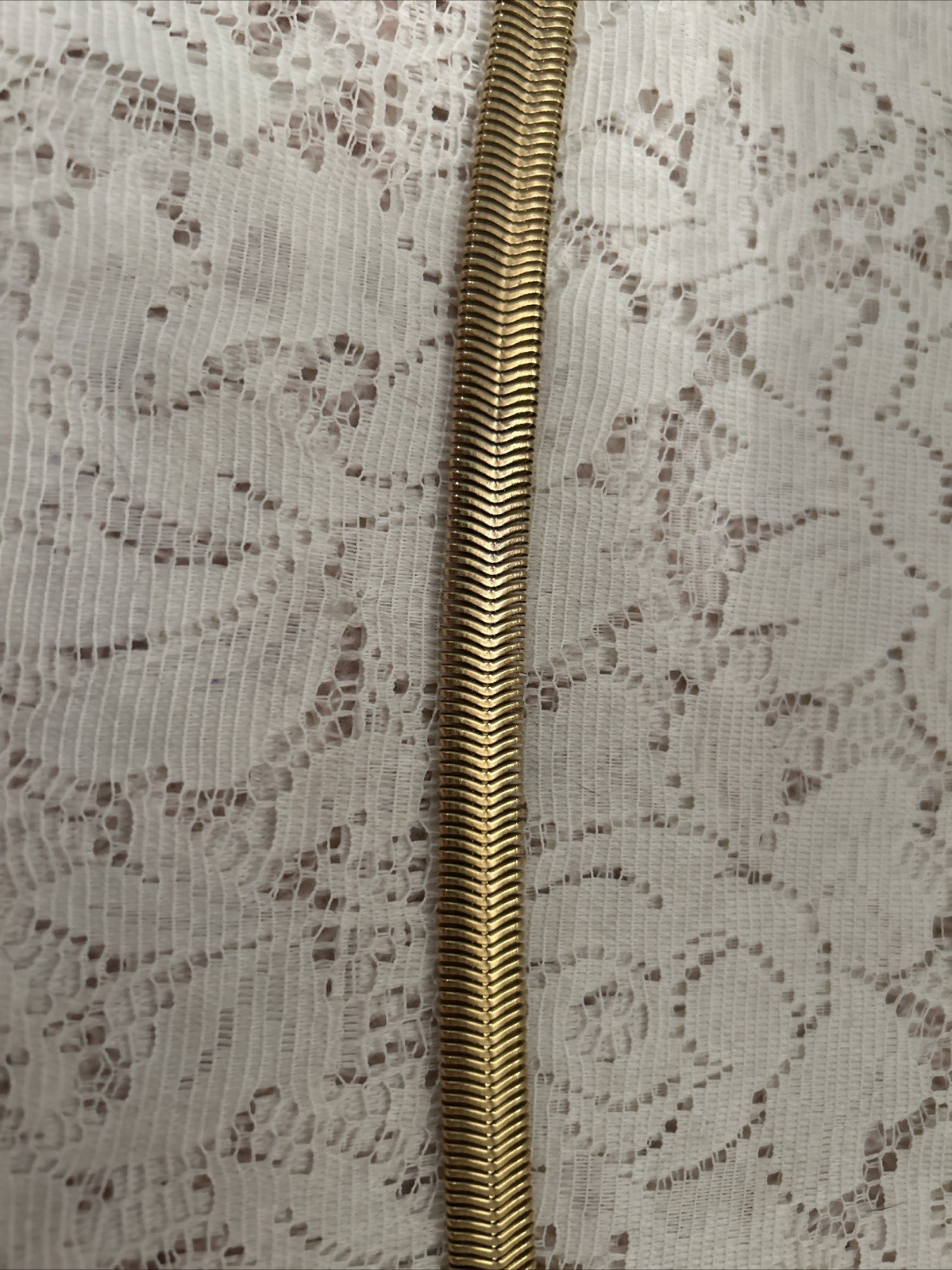 Thick Flat Herringbone Gold Tone Necklace