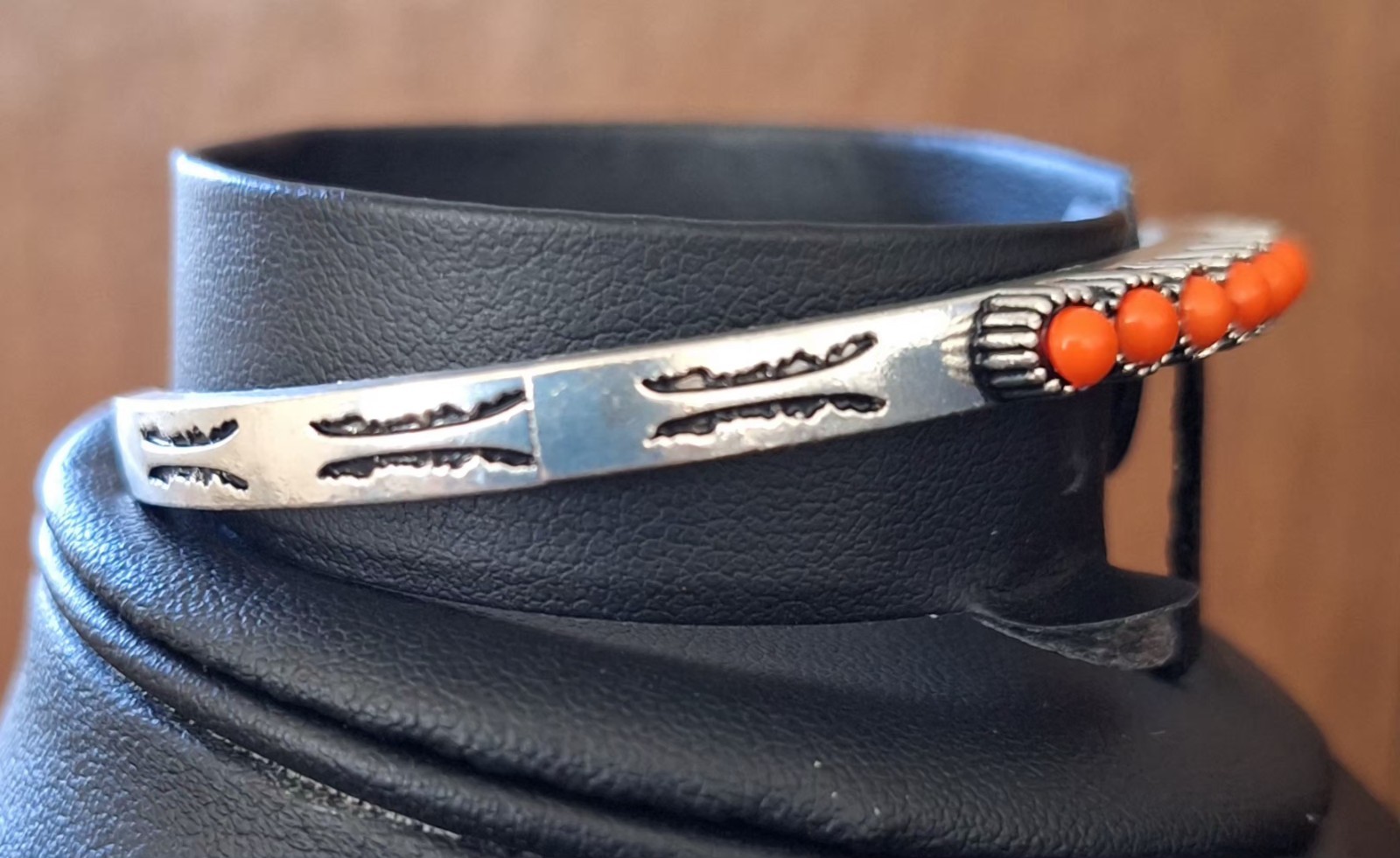 Paparazzi Orange Coral Color Cuff Bracelet Silver Tone Southwestern Western Boho