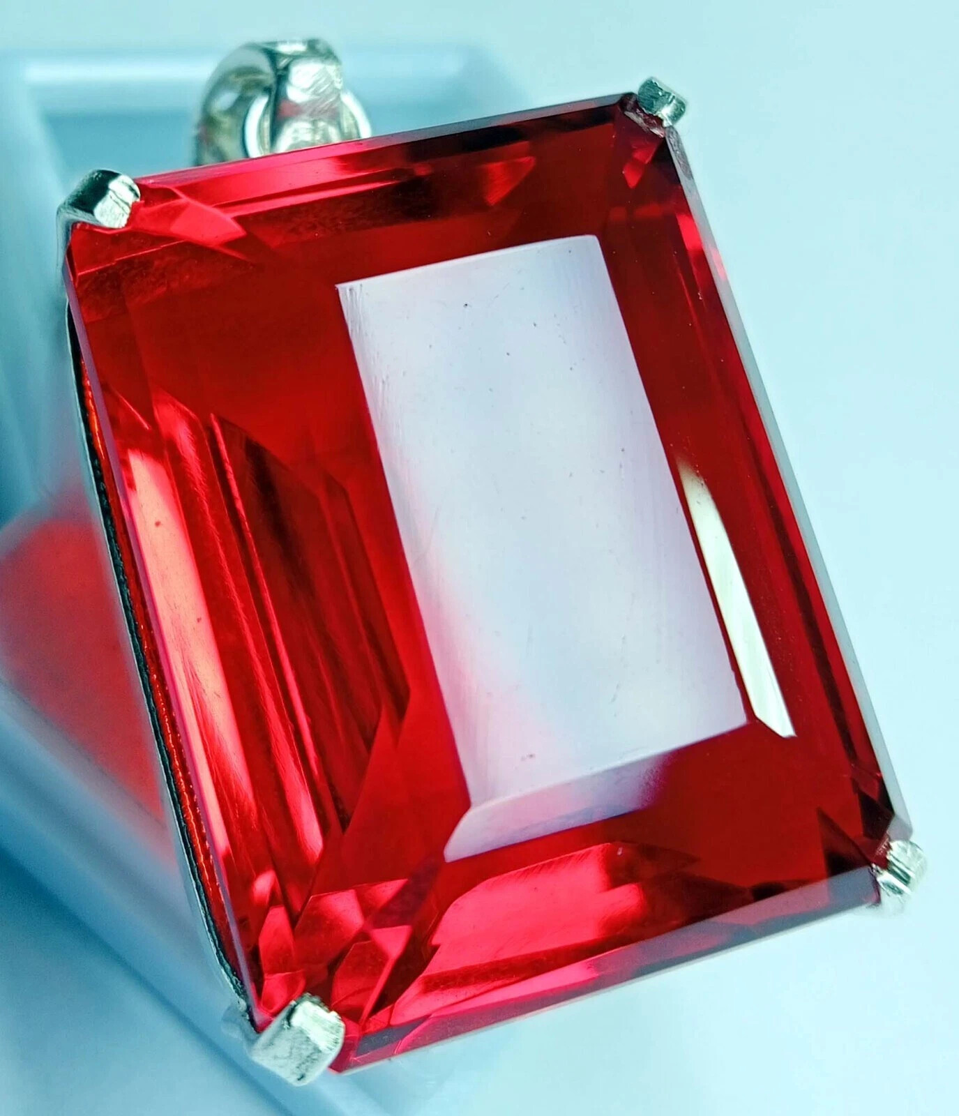 Natural Emerald Cut 135+ Ct Pendant Red Topaz Loose Gemstone Certified PD028