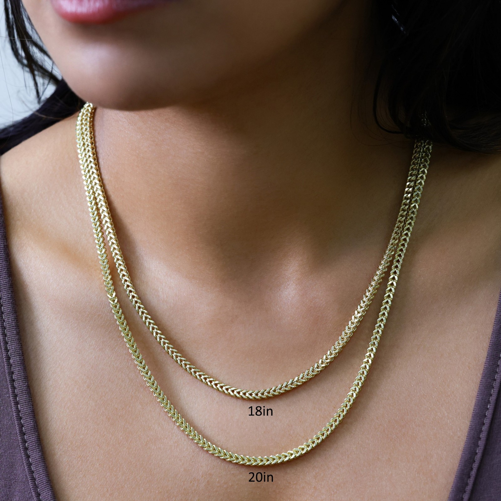 10K Yellow Gold 3mm Franco Box Wheat Foxtail Chain Necklace Mens Womens 18″- 30″