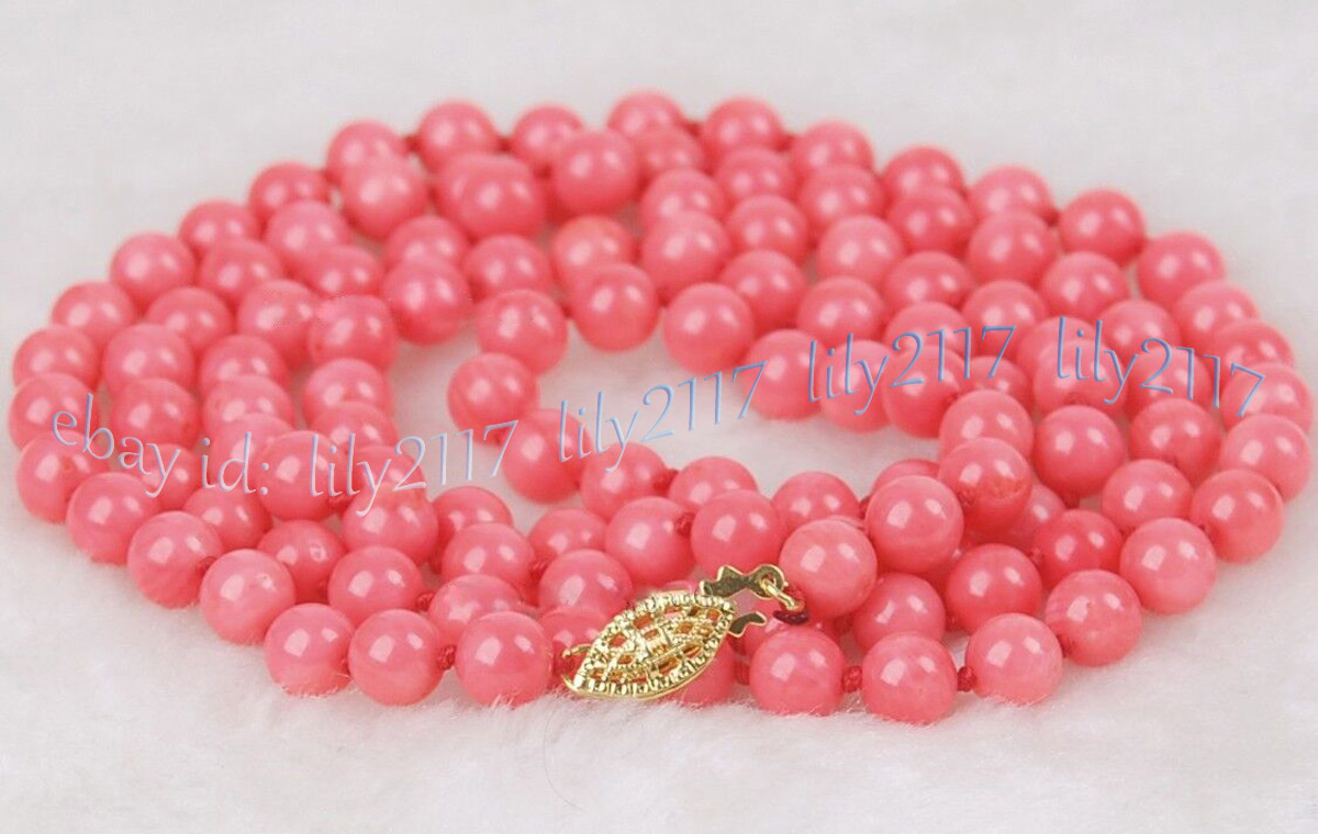 Natural 6-7mm Japan Sea Pink Coral Round Gemstone Beads Necklace 14-100 inch