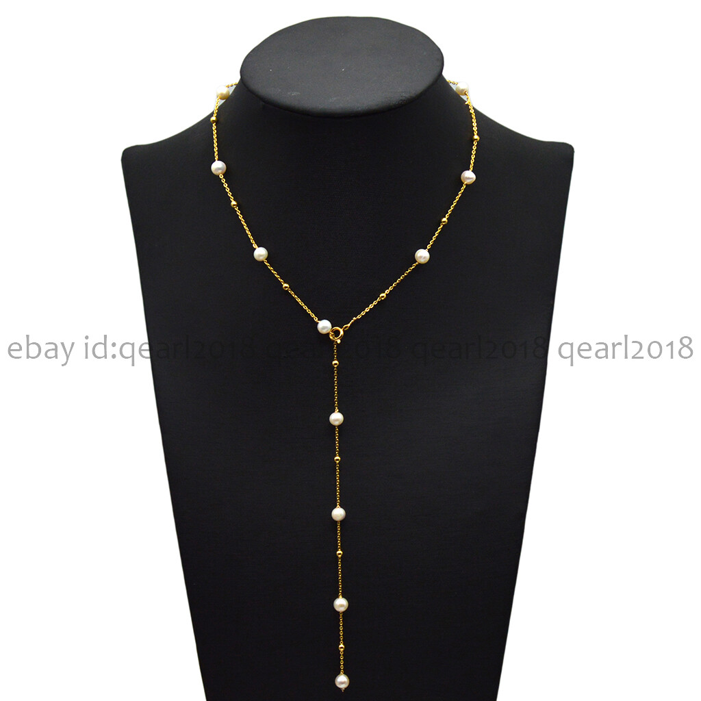 Real Natural 6-7mm White Freshwater Baroque Pearl Chain Necklace 20/32”