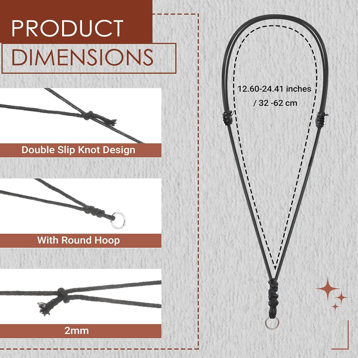 10PCS Necklace String Necklace Cord Black Adjustable Leather Rope Necklaces for
