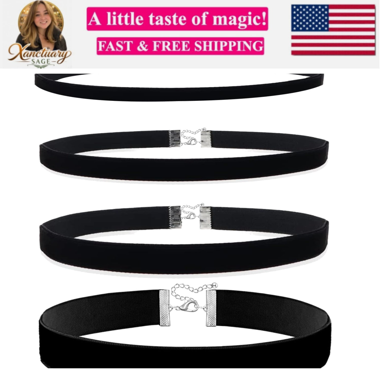 4PCS Black Choker for Women Black Lace Velvet Chocker Set Layered Classic Cho…