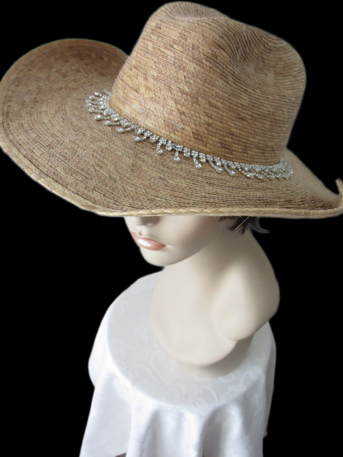 Rhinestone Hat Band Chain Necklace Sparkly Crystal Western Bonnet Belt Trim NEW
