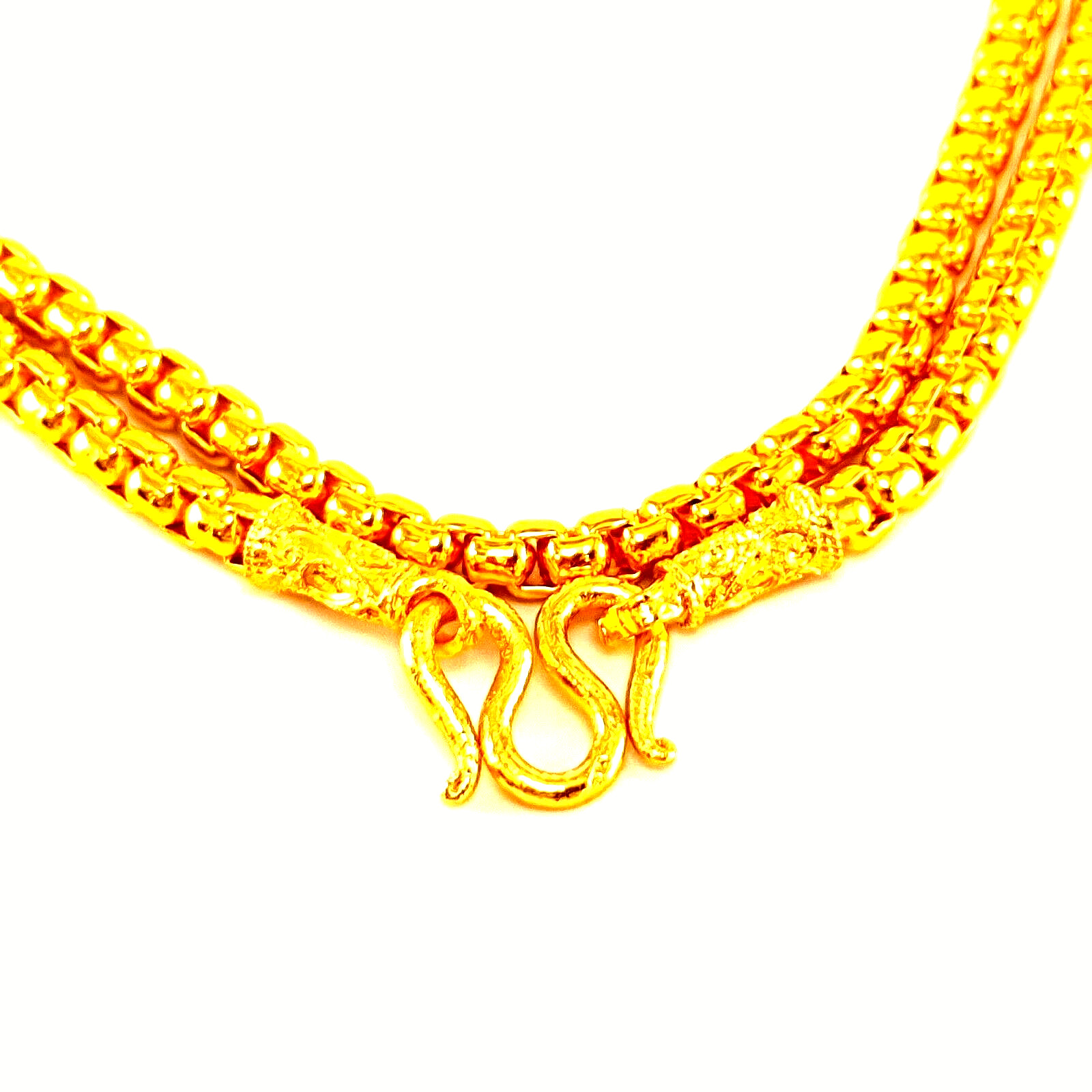Gold Color Charm Necklace Plated Brass Unisex Adult Fashion Jewelry 24″ 5 MM.