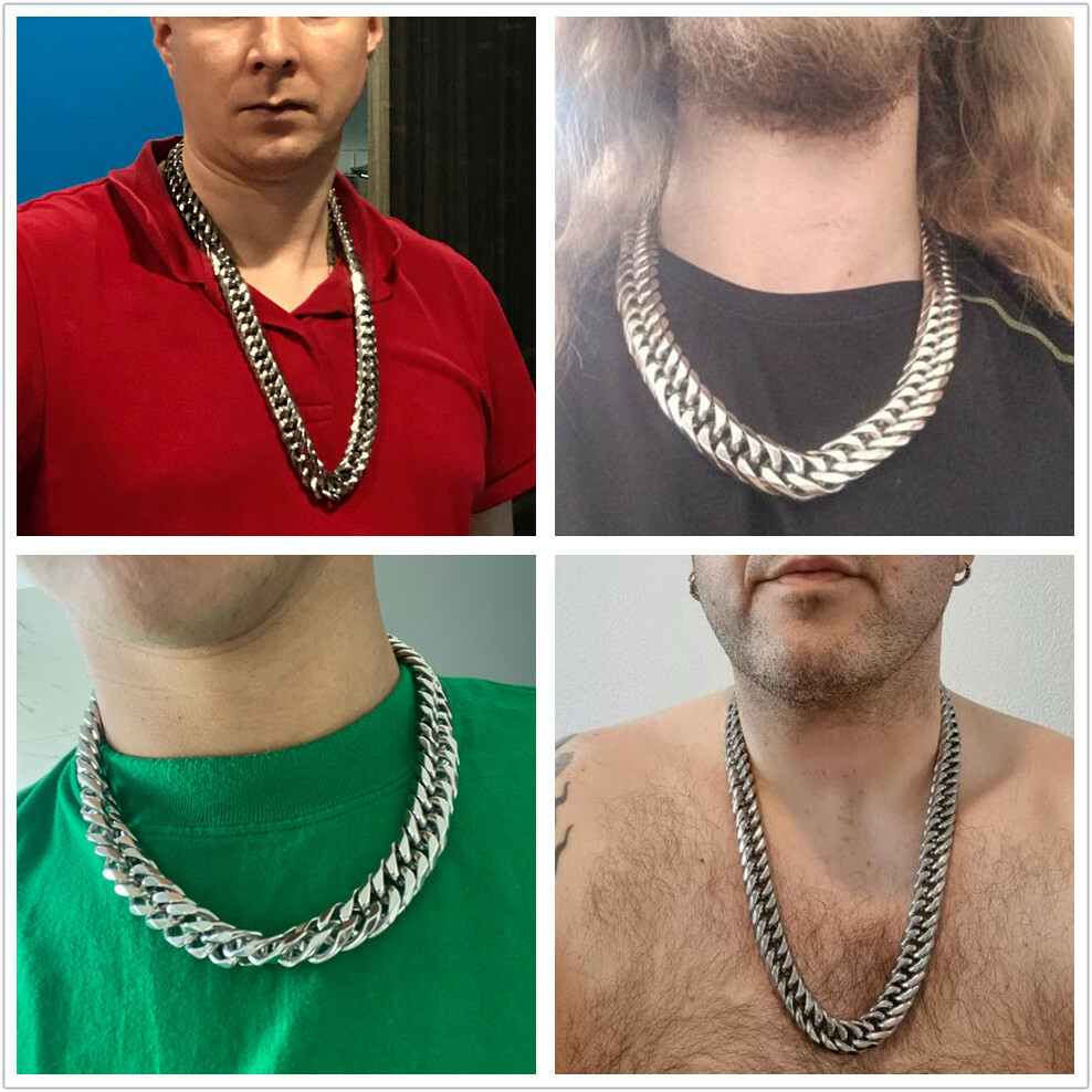 9-21mm Heavy Strong Men’s Stainless Steel Curb Cuban Link Chain Necklace