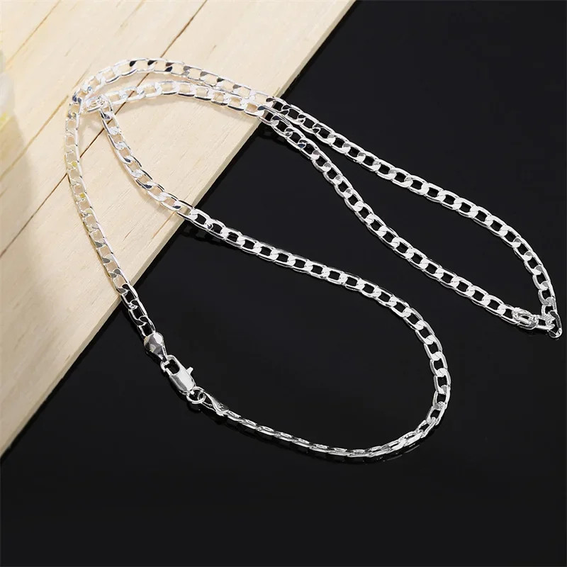 Mens 925 Sterling Silver Necklace 2/4/6/8/10/12MM 40-75cm Chain Necklace