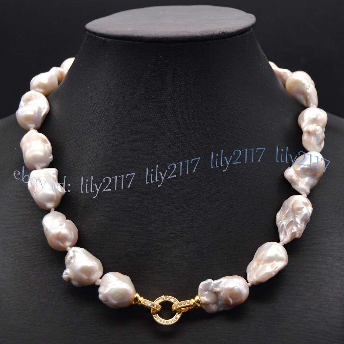 Large 15-25mm Genuine Natural White Keshi Reborn Baroque Pearl Pendant Necklace