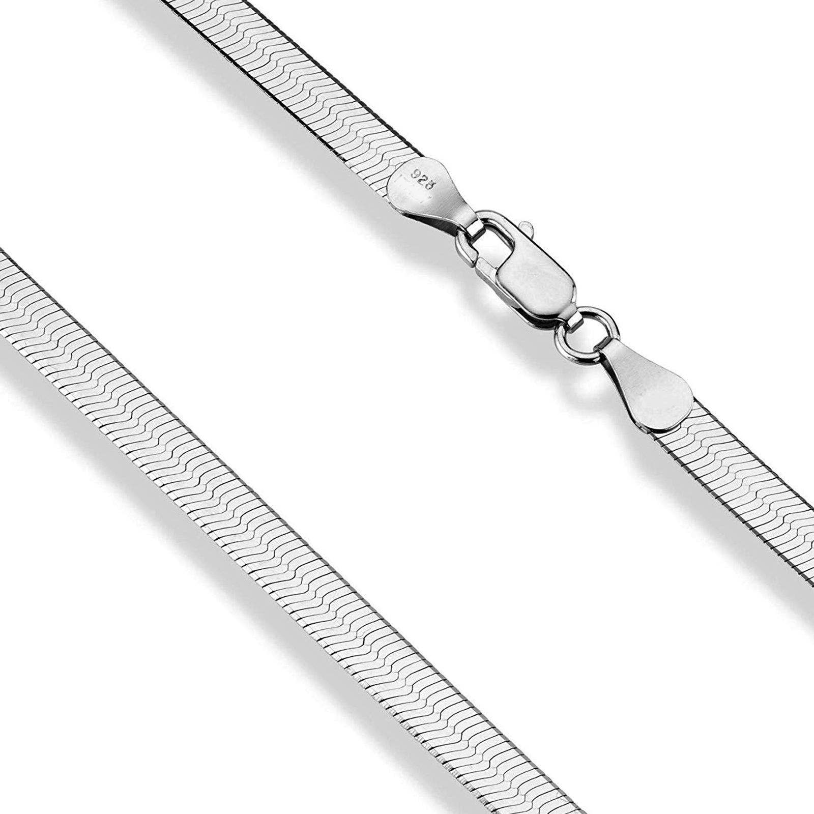 Sterling Silver Imperial Herringbone Chain Necklace, 3.3mm, 18″