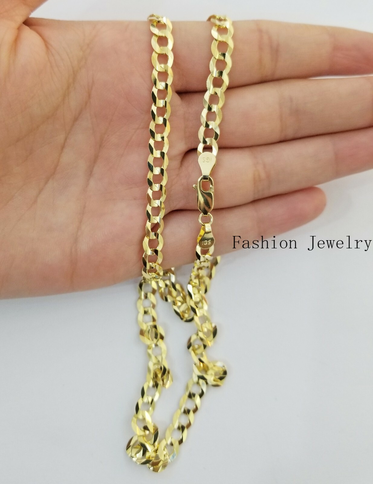 14K Yellow Gold Solid 3mm-10mm Curb Cuban Chain Link Necklace Bracelet 7″- 30″