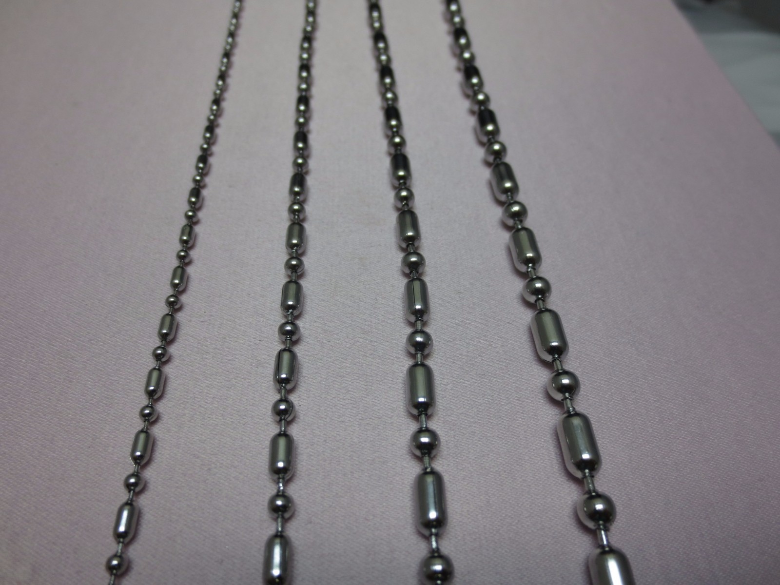 1.5,2.4,3.2,4,4.5mm 7″-42″ SILVER STAINLESS STEEL BALL AND OVAL BEAD CHAIN