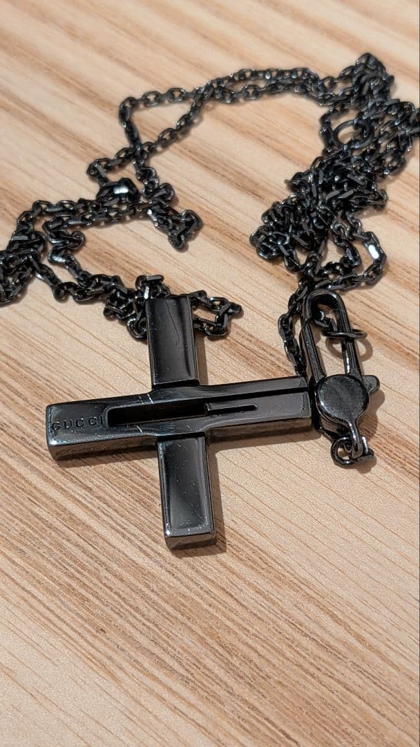 GUCCI Cross Necklace Black Men Women Save With Bag
