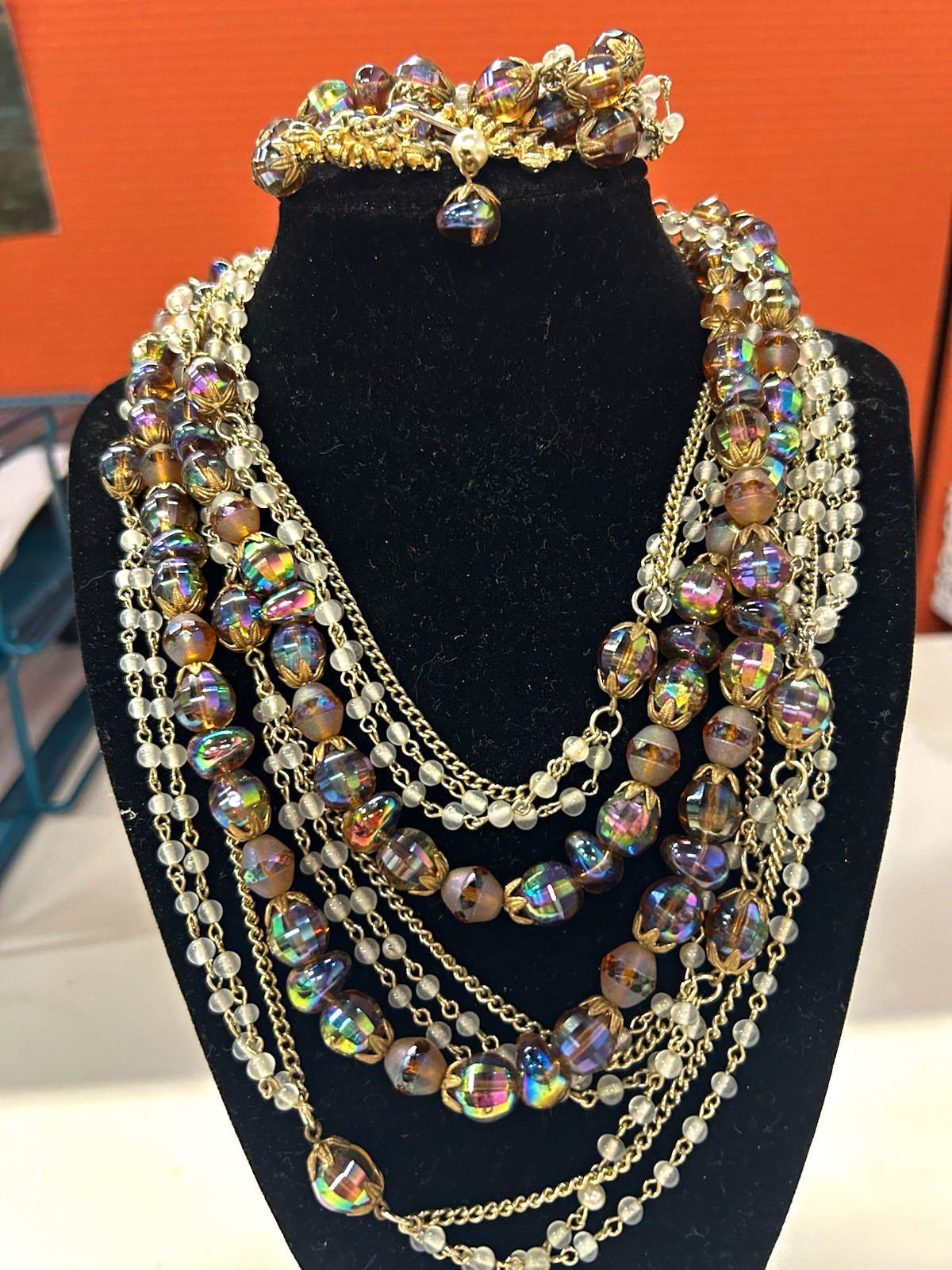 Hobe Stunning multi strand necklace and bracelet set 1960’s