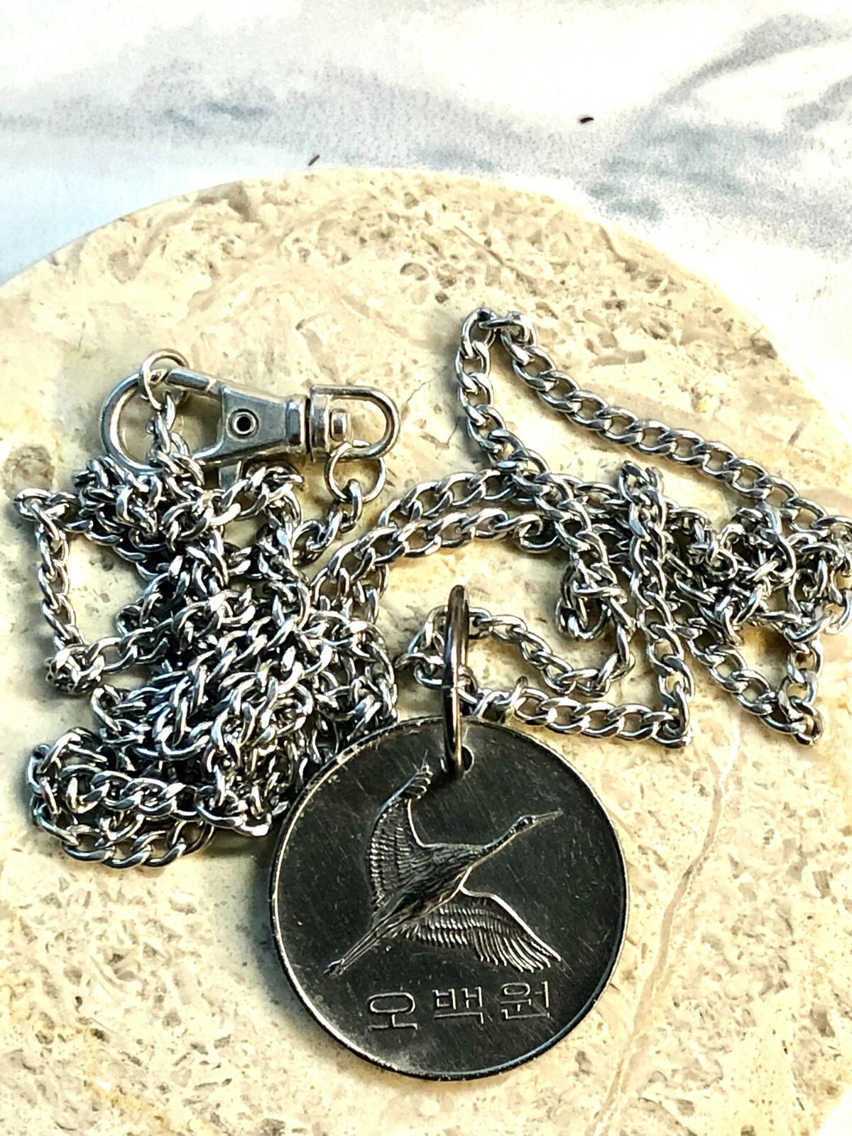 South Korea Coin Pendant Korean 500 Won Necklace Vintage Custom Made Vintage