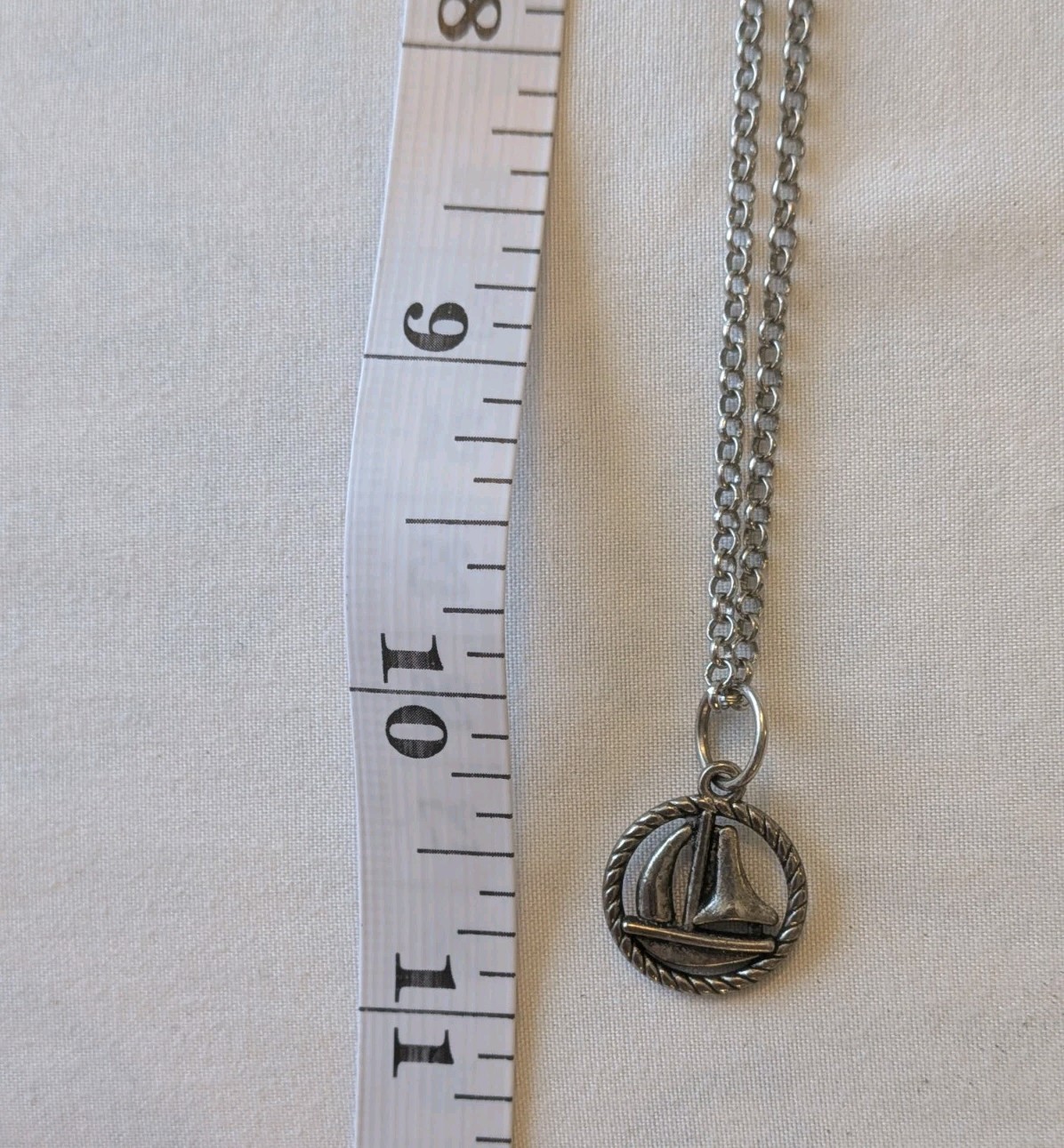 Silver Tone Sailboat Pendant Necklace Nautical Coastal Minimalist Jewelry