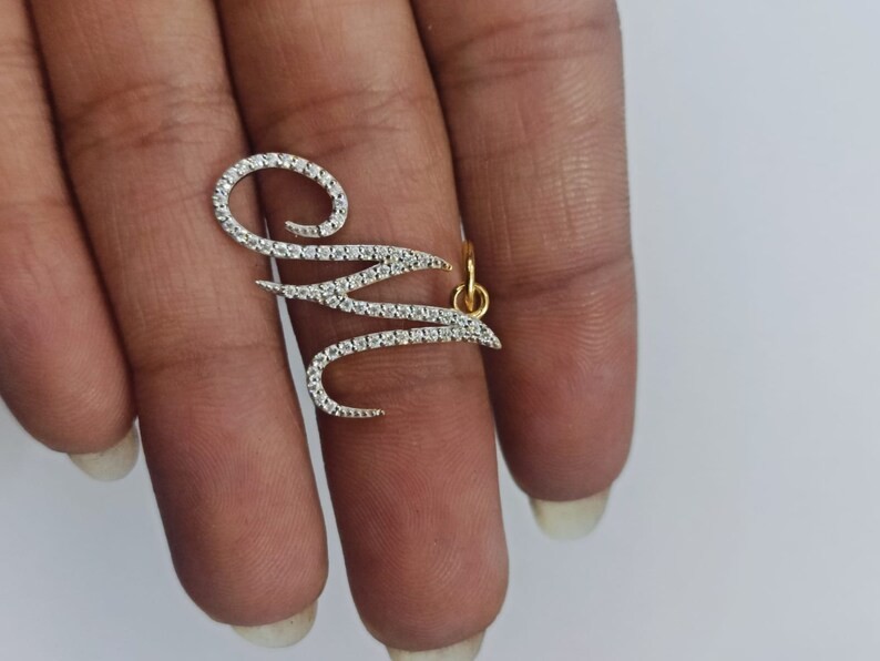 14K Yellow Gold Plated Personalize Initial Pendant 2 Ct Round Simulated Diamond