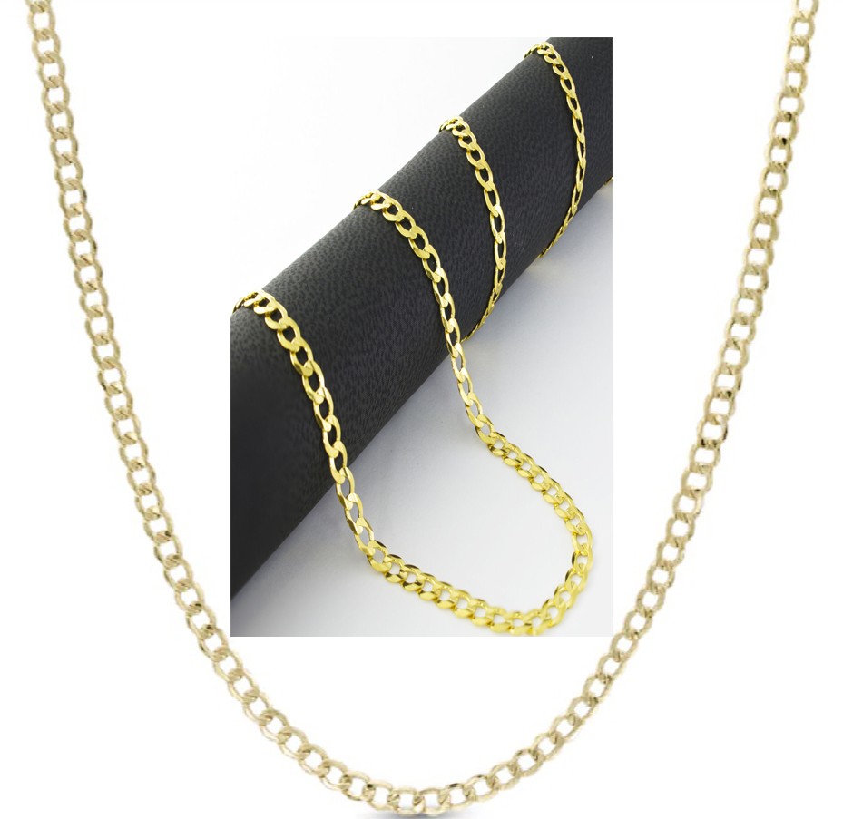 18K Yellow Gold Filled Nickel/Lead Free 4mm Cuban Curb Link Chain Necklace R819G