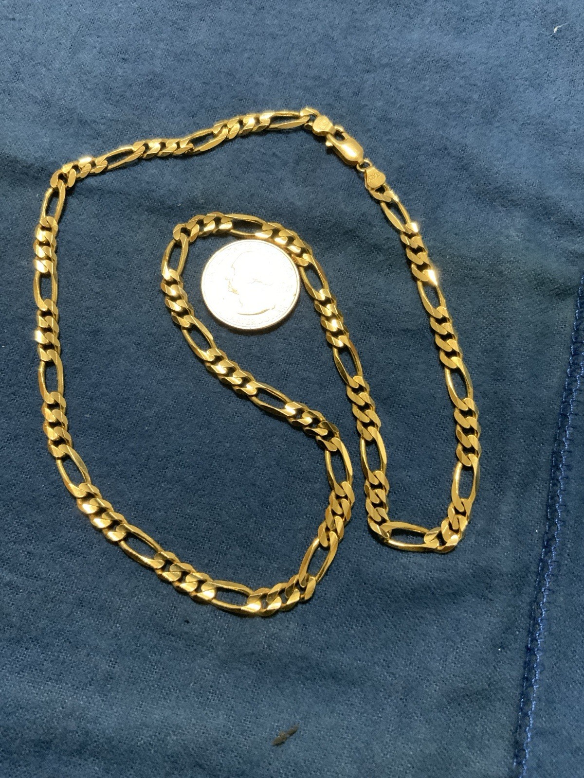 14K Solid yellowGold, Figaro Link Chain 22” Inches 5.7mm And 27.2 Grams