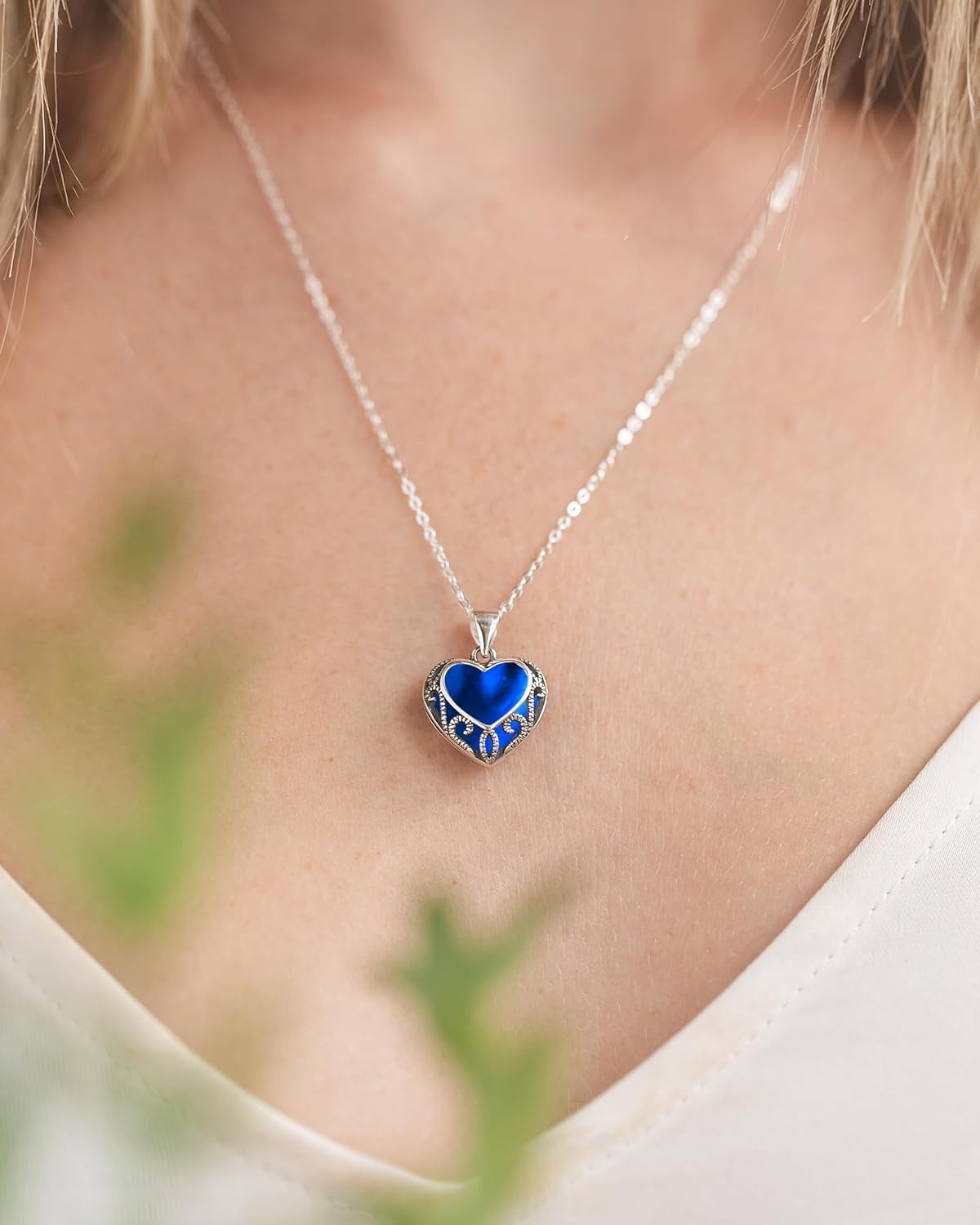 Homespun Hearts Necklace: Handmade Recycled Glass Pendant in Sterling Silver