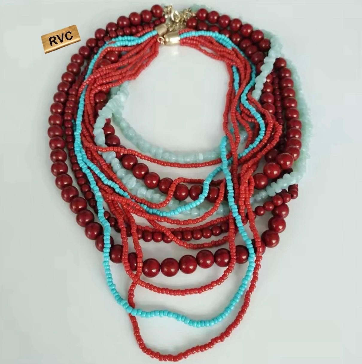Chunky Multi Color Beaded Layered Statement Necklace ZARA Boho NEW