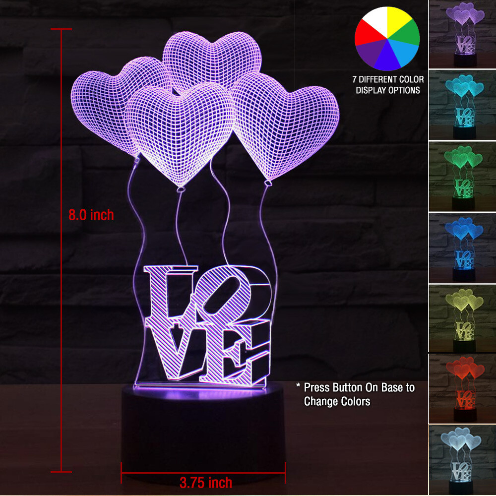 LED Light Gift for Her Girlfriend Wife Woman Mothers Birthday Easter Love Hearts