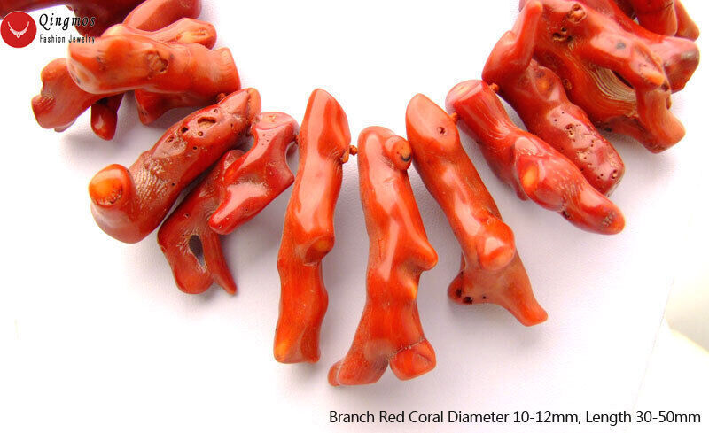30-50mm Branch Natural Genuine Red Coral Necklace For Women Jewelry Chokers 18″