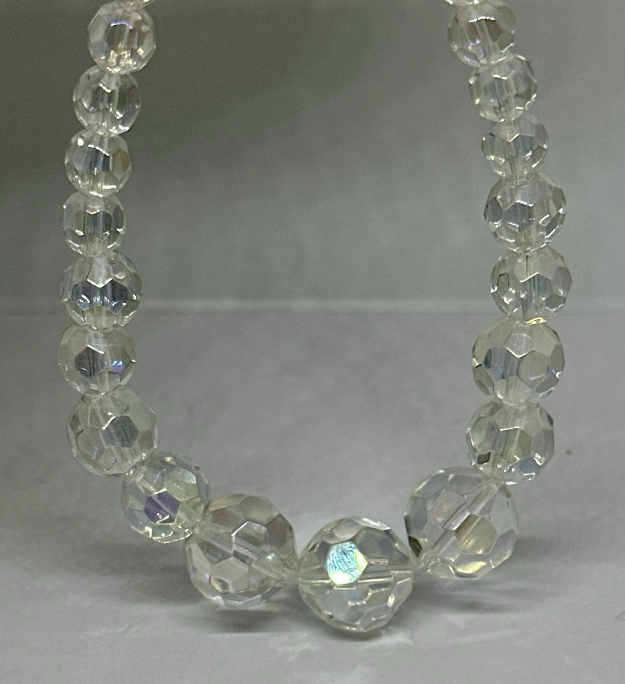 Crystal AB Single Strand Art Deco Necklace Rainbow Colors 17″-20″ Adj. Necklace