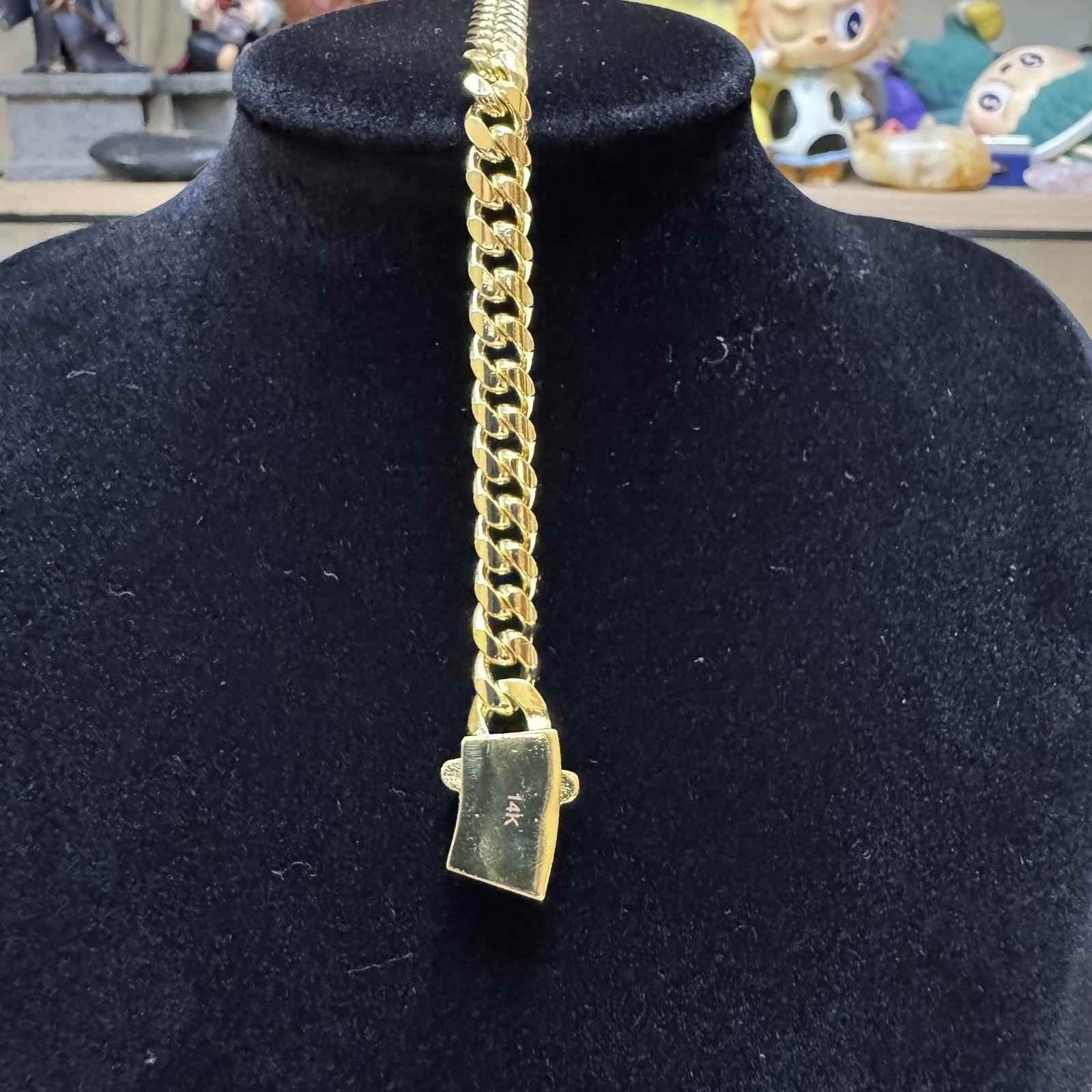Bracelet Cuban Link 14K Gold Filled Moissanite Lock Box, 7.5inch, 6mm, Stamped