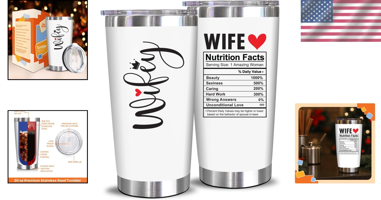 Romantic 20 Oz Stainless Steel Tumbler – Perfect Gift for Celebrating Wifey