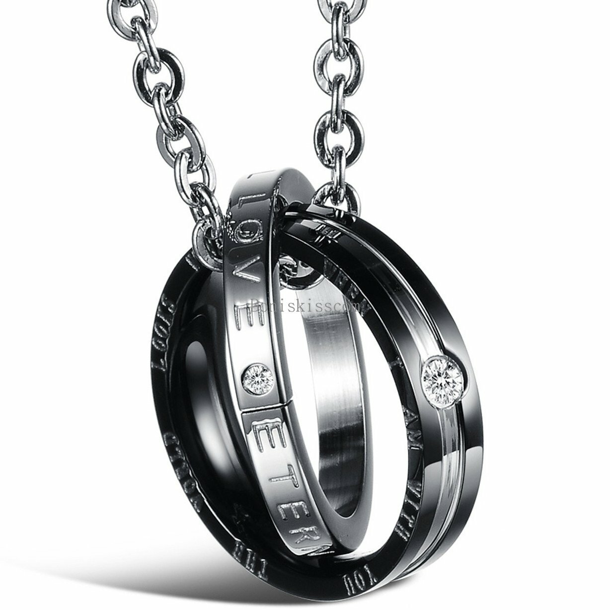 Eternal Love Interlocking Ring His and Hers Matching Couples Pendant Necklace