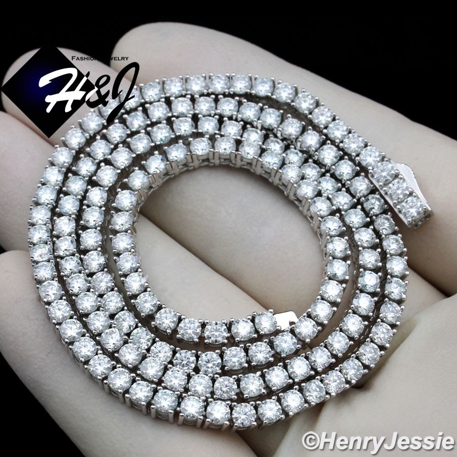 20″MEN SOLID 925 STERLING SILVER ICY BLING CZ 3MM 1 ROW TENNIS CHAIN NECKLACE*10