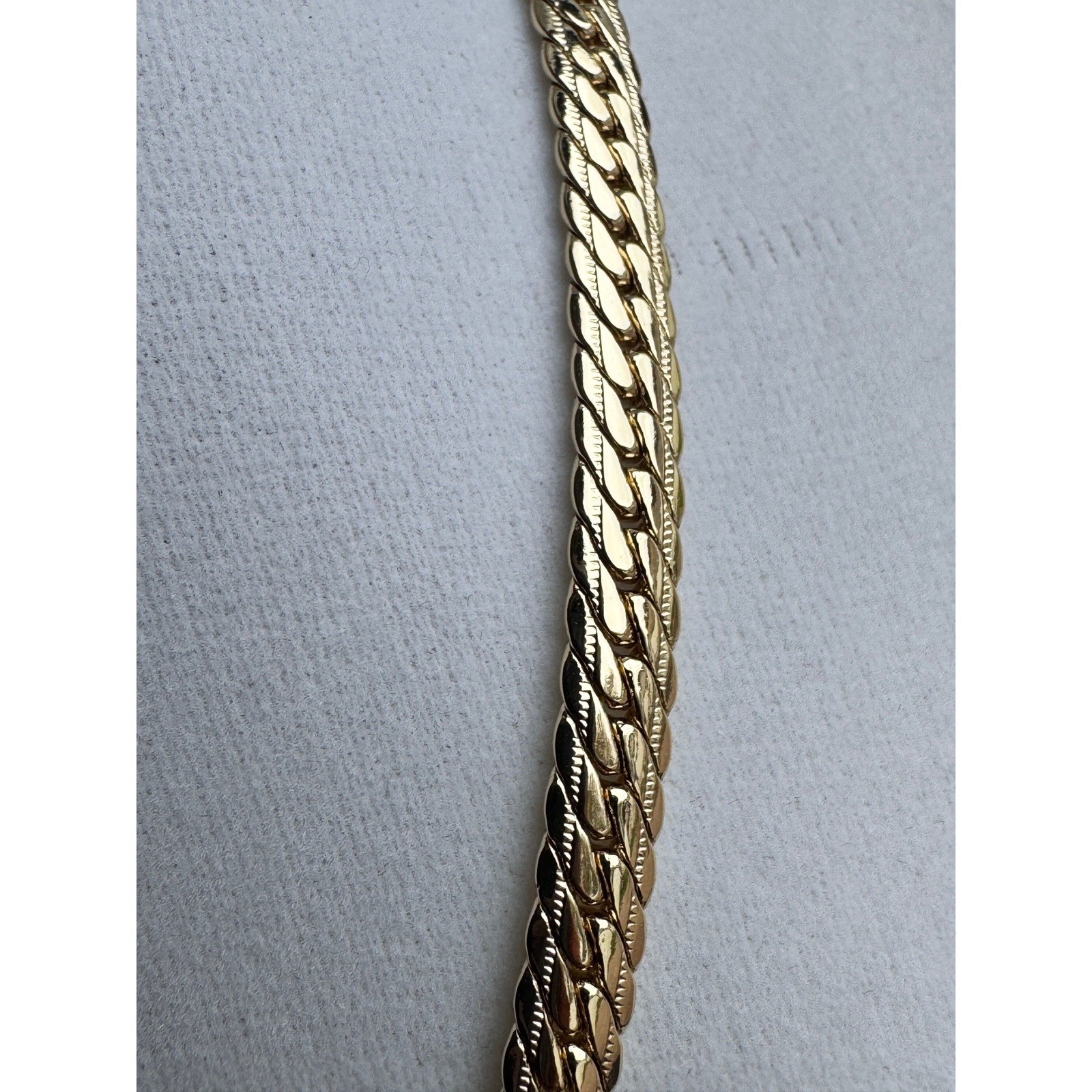 14k Laminated Gold Flat Curb Link Braided Wheat Chain Necklace