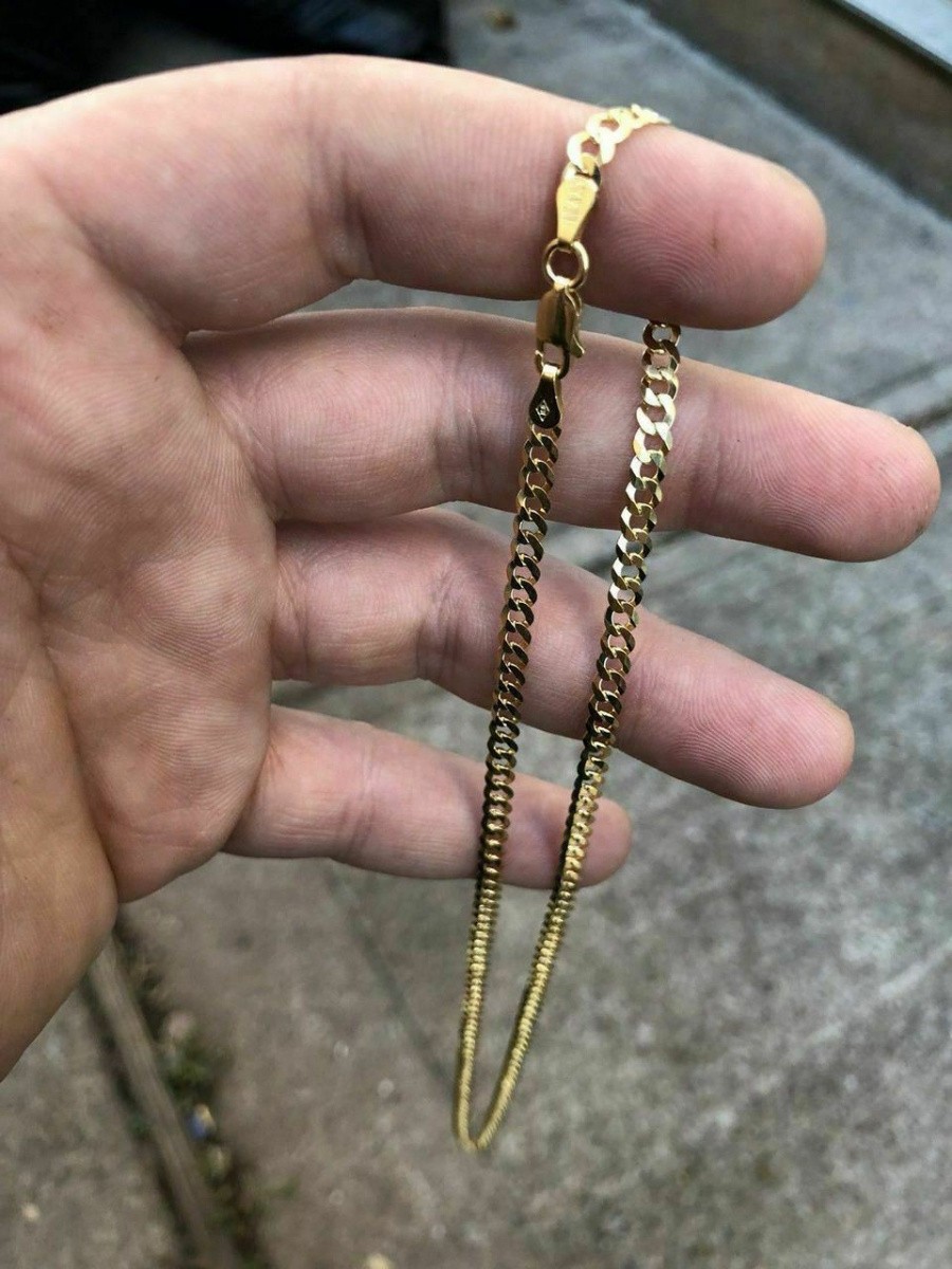 16″-30″ Pure Solid Copper Cuban Chain Necklace 14K Flat Miami Curb Link Rider4mm