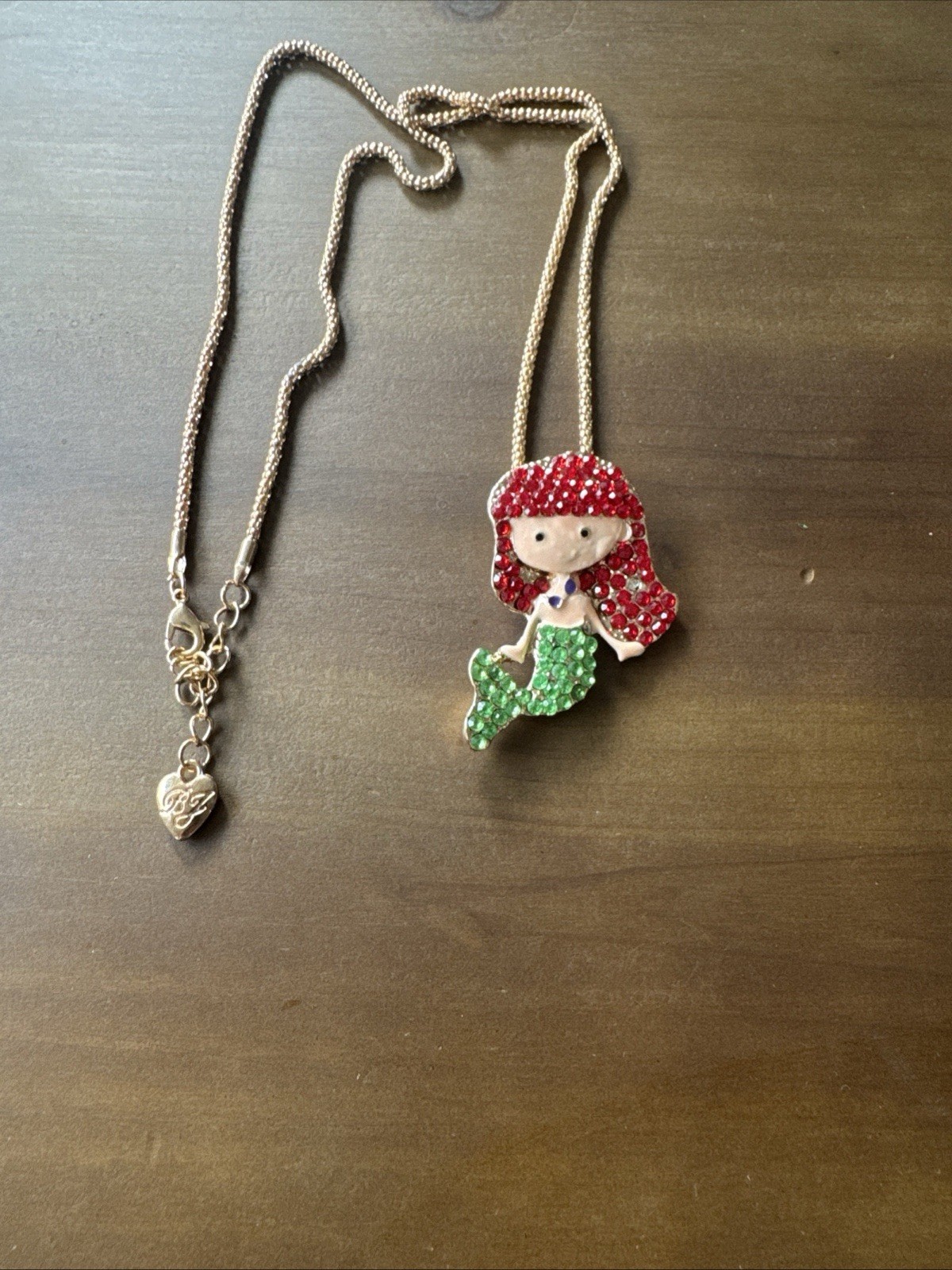 NEW Betsey Johnson Little Mermaid Pendant Necklace Disney Parks Rhinestones