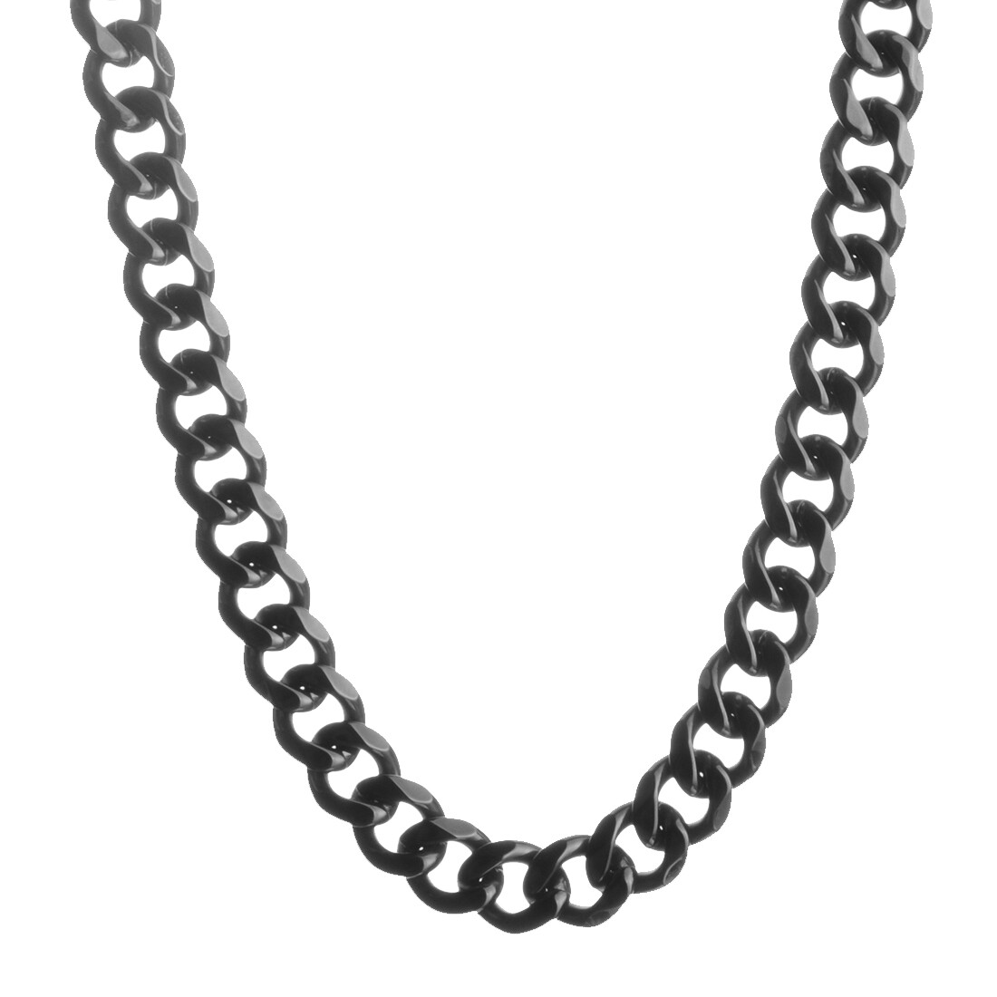 12/15/19/17MM Heavy Black Tone 316L Stainless Steel Men’s Curb Chain Necklace