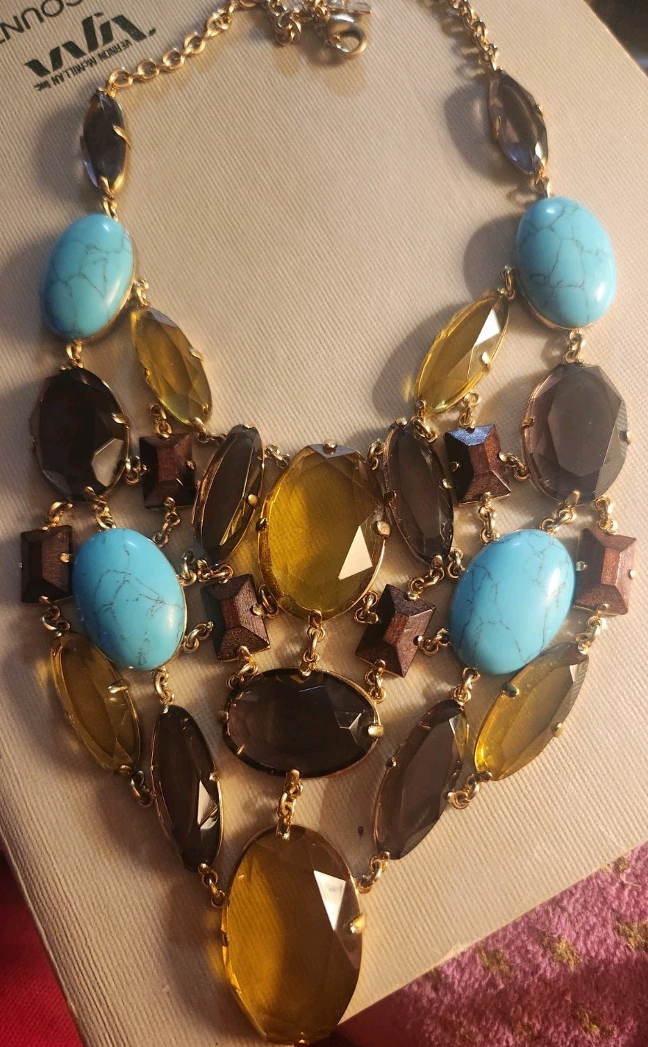 Kate Spade Vintage Neutral Crystal Mixed Cut Cluster Statement Necklace