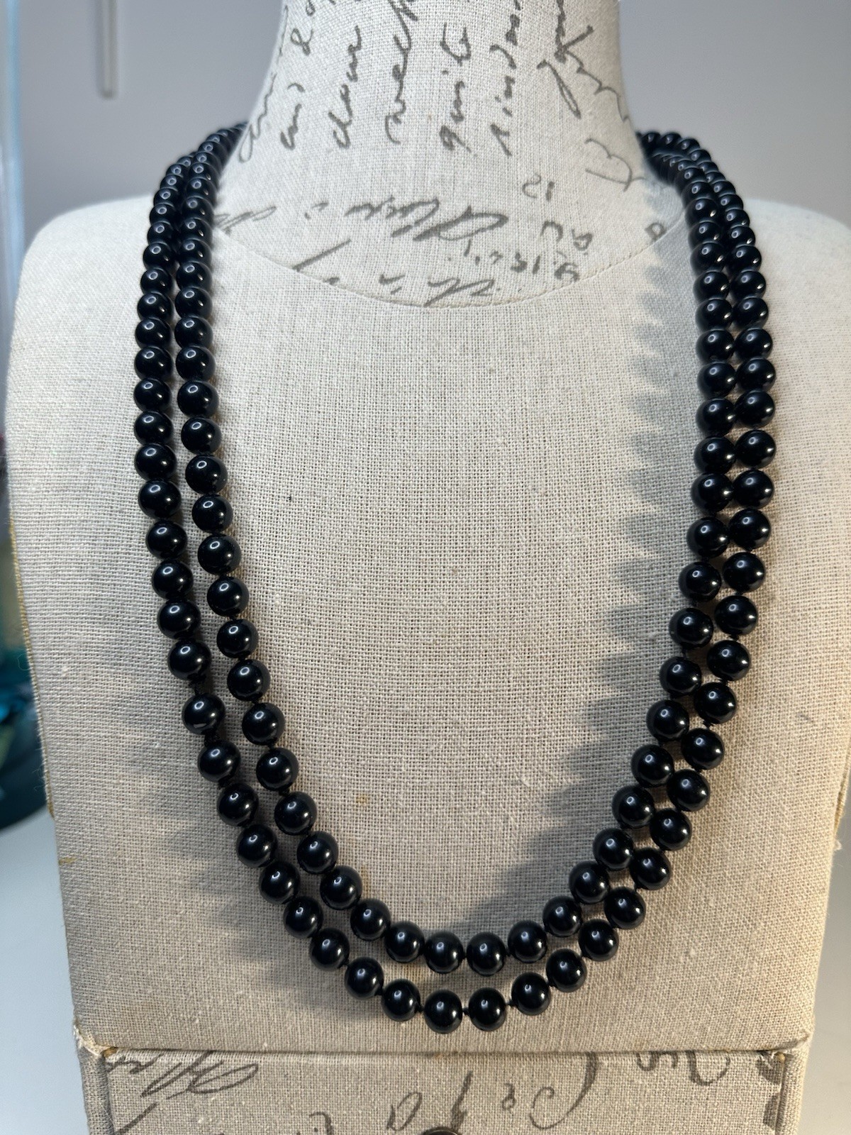 Vintage Black Onyx Beaded Single Strand Necklace – Wear long or layered