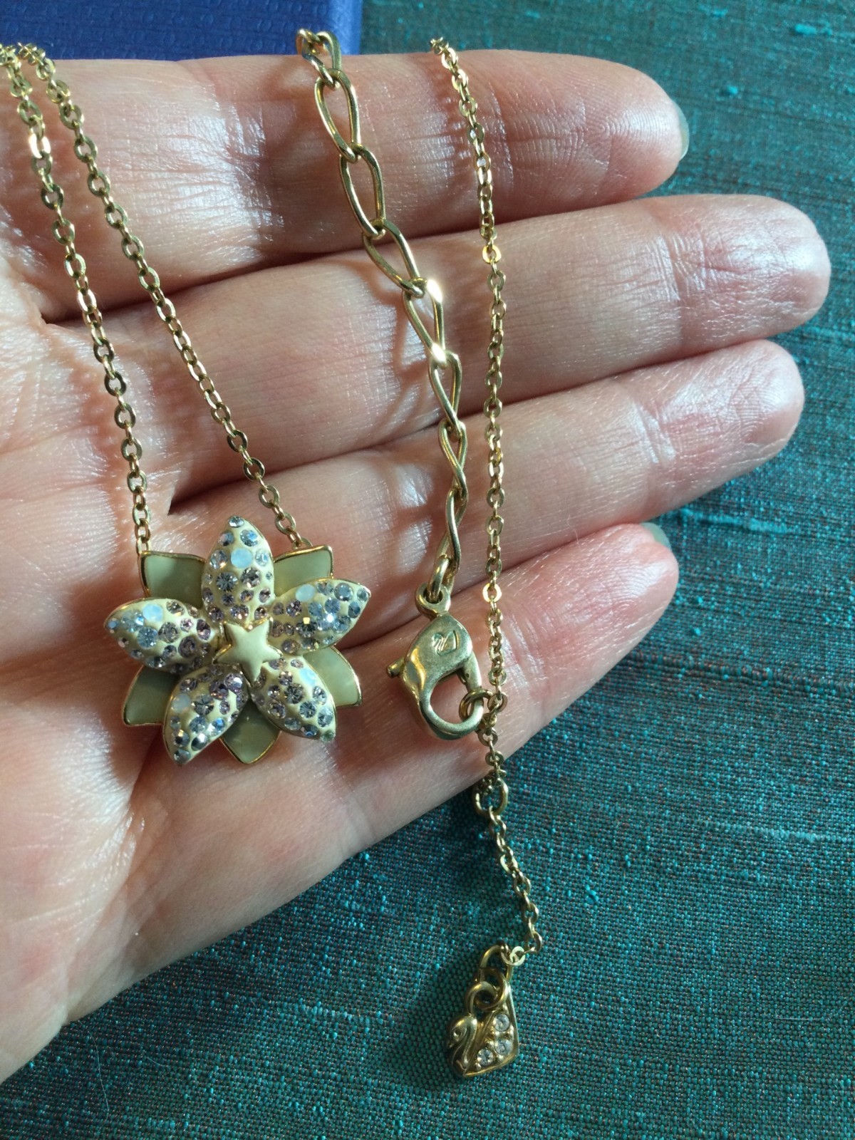 Genuine Signed Swarovski LOUELLA Flower Pendant, Boxed