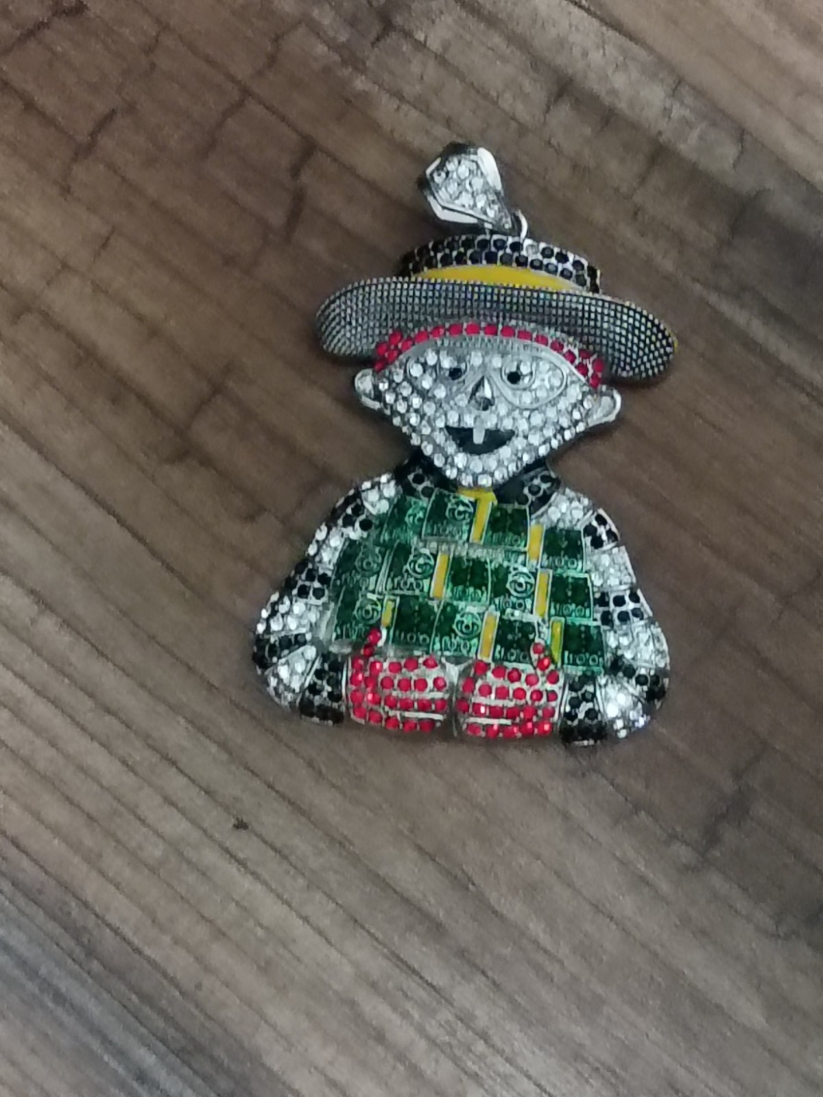 Iced Out Hamburglar Pendant Necklace Retro McDonalds Character Hip Hop Bling