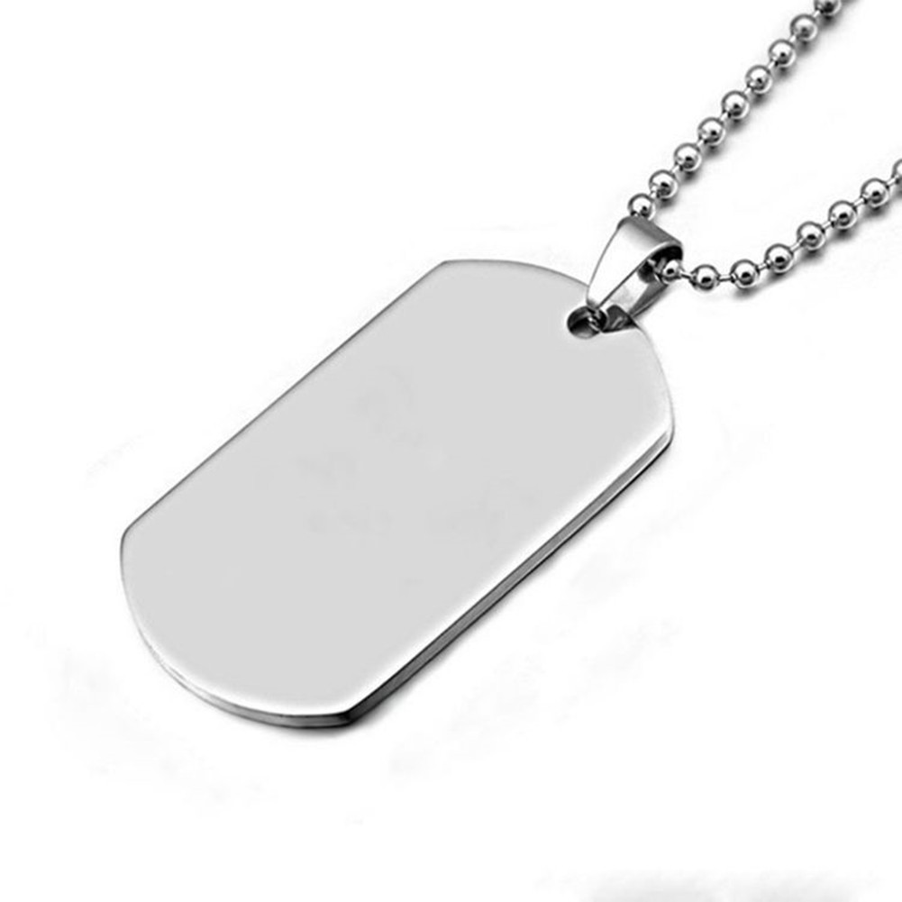 Personalized Unisex Men Engraved Dog Tag Necklace Pendant with Ball Chain