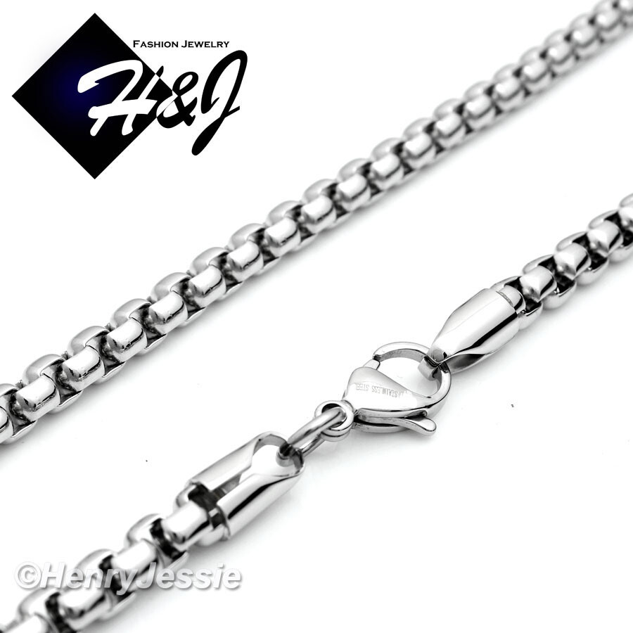 18″-36″MEN Stainless Steel 3mm Silver Box Chain SHADOW Cartoon Pendant*P153