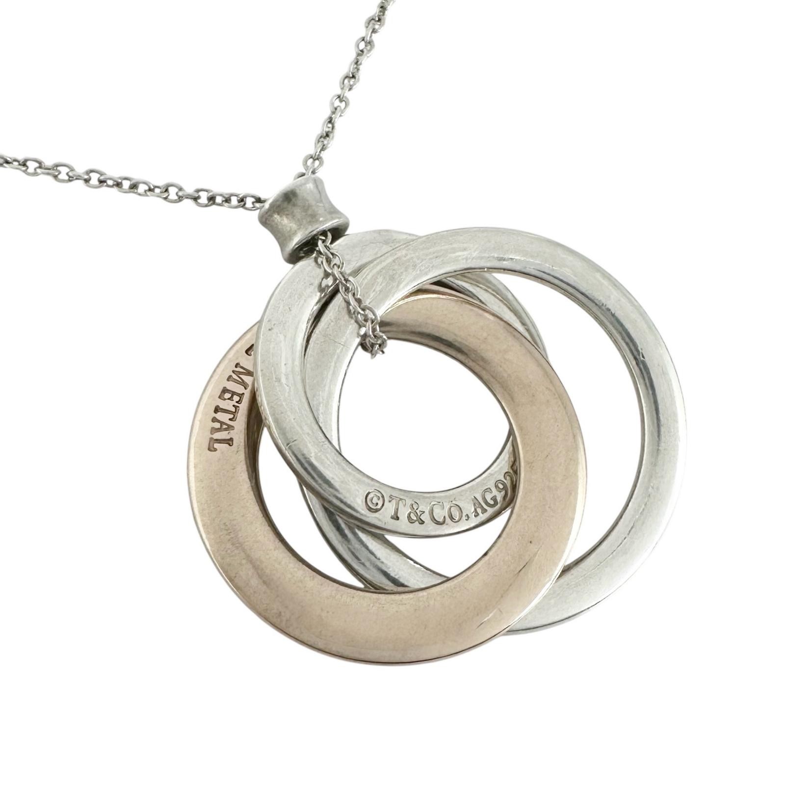 TIFFANY&Co. Circle Pendant Triple Interlocking Necklace Silver925/metal Women