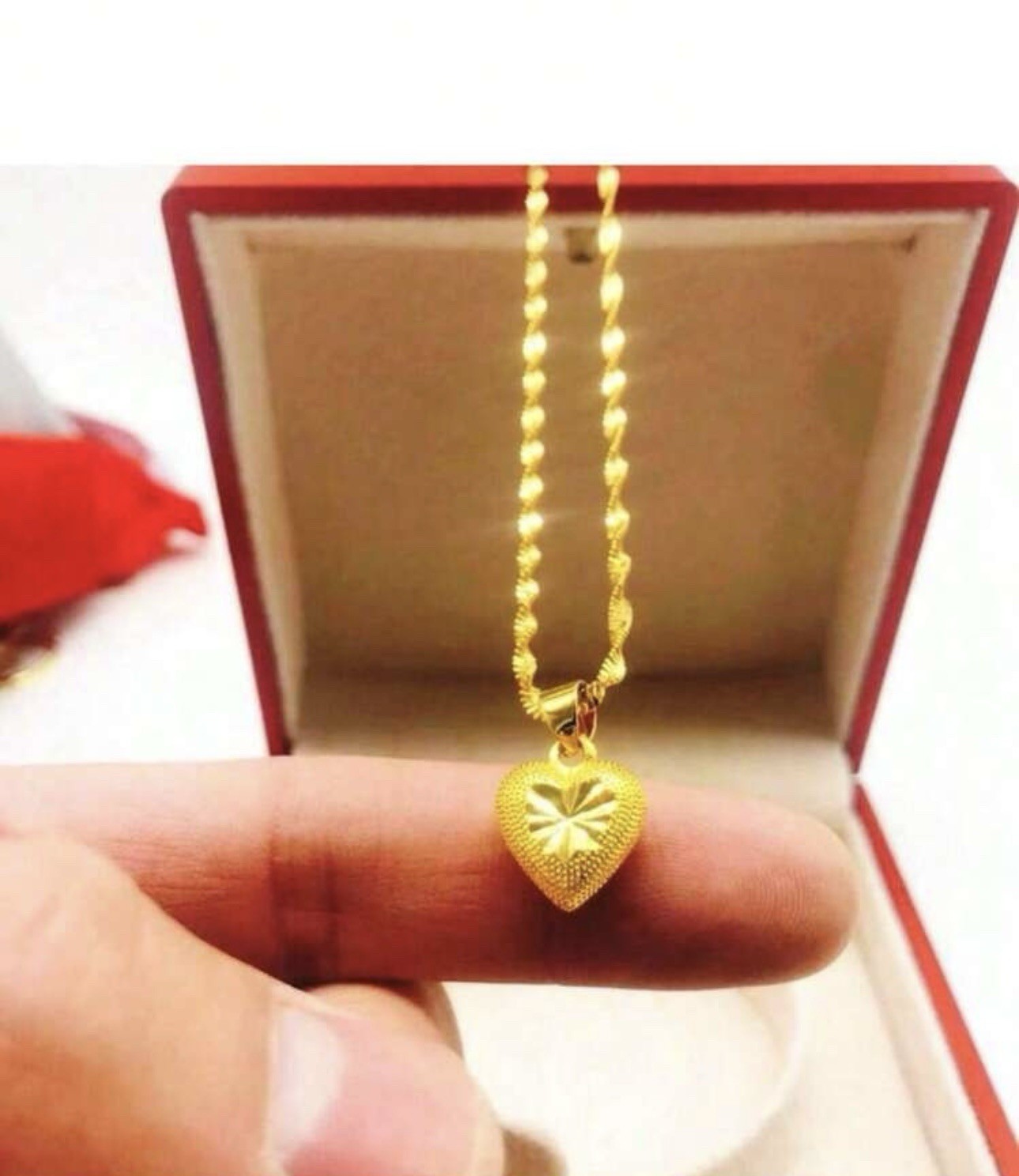 Dubai Gold Plated Heart Pendant Chain Necklace Jewellery Gift Set Uk Seller